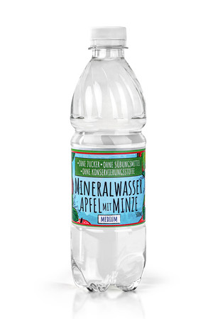 Mineralwasser mit natürlichem Aroma ohne Zucker, Süßstoffe und Konservierungsstoffe - Apfel und Minze