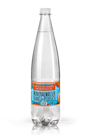 Mineralwasser mit einem natürlichen Aroma ohne Zucker, Süßstoffe und Konservierungsstoffe - Orange und Pfirsich